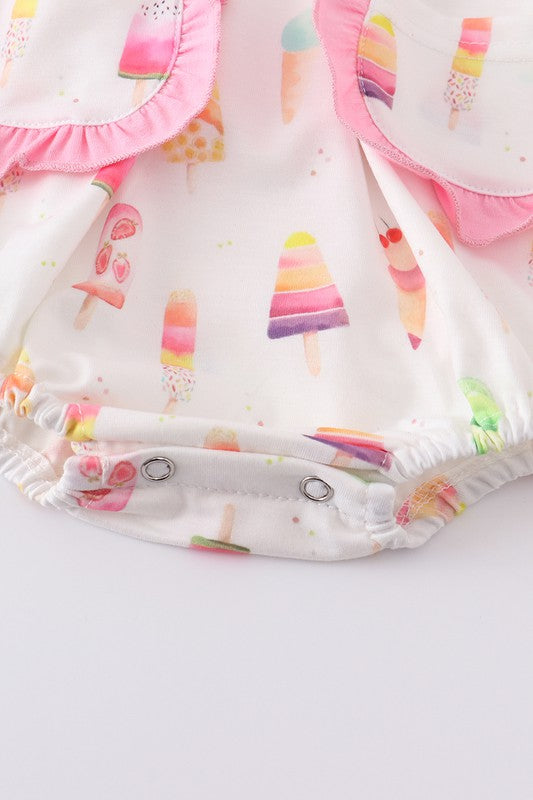 Pink ice cream print pocket girl bubble