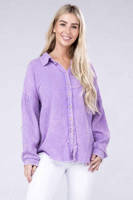 Washed Double Gauze Button Down Shirt