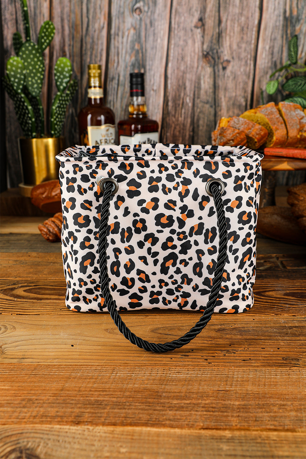 White Leopard Waterproof Canvas Toiletry Bag