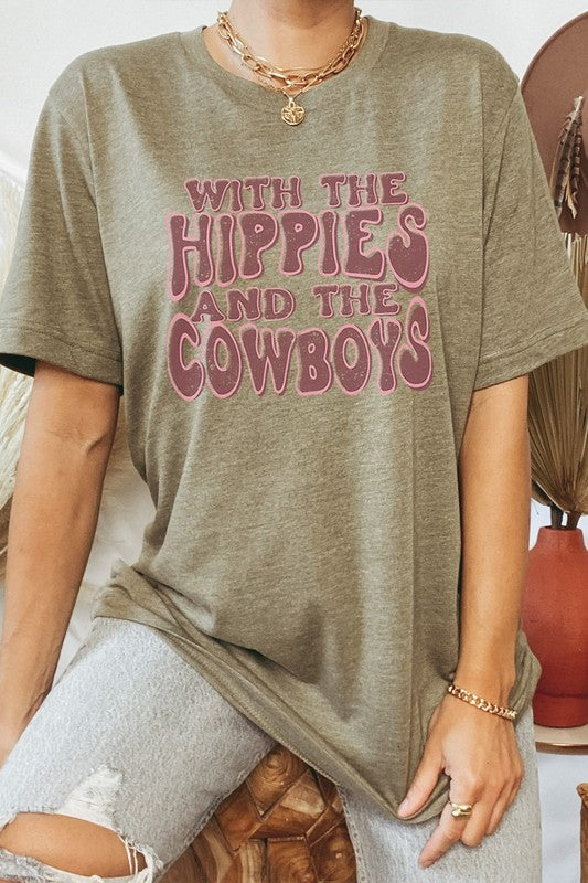 With The Hippies And The Cowboys Graphic Tee