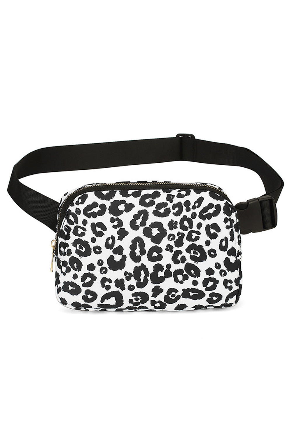 Purple 20*5*14cm Leopard Print Buckle Canvas Waist Pack Belt Bag