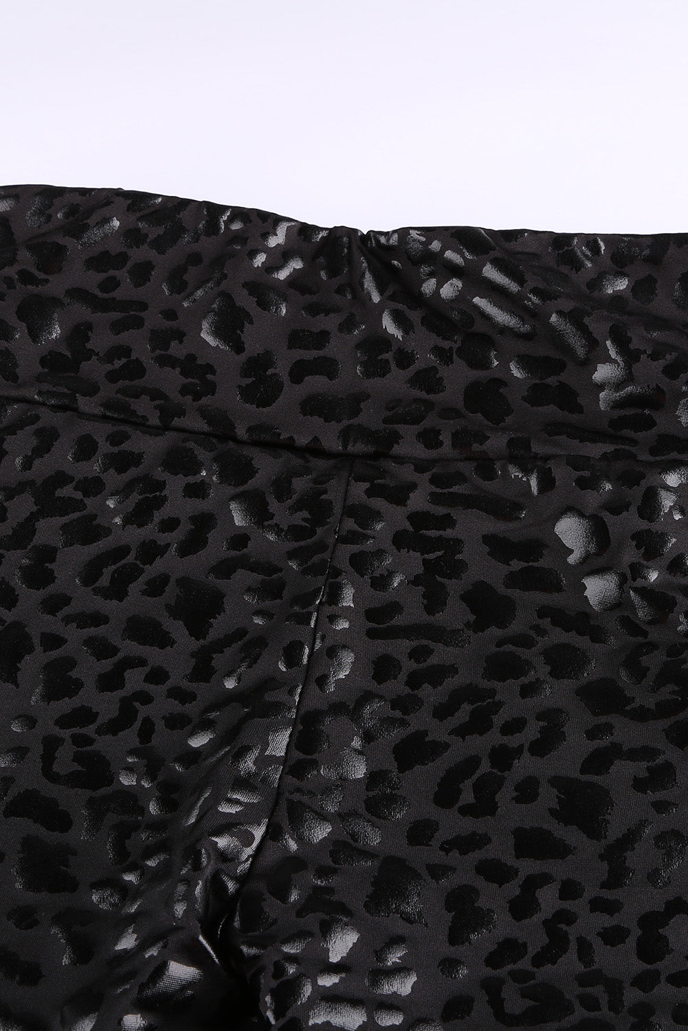 Black Shiny Leopard Casual Textured Leggings