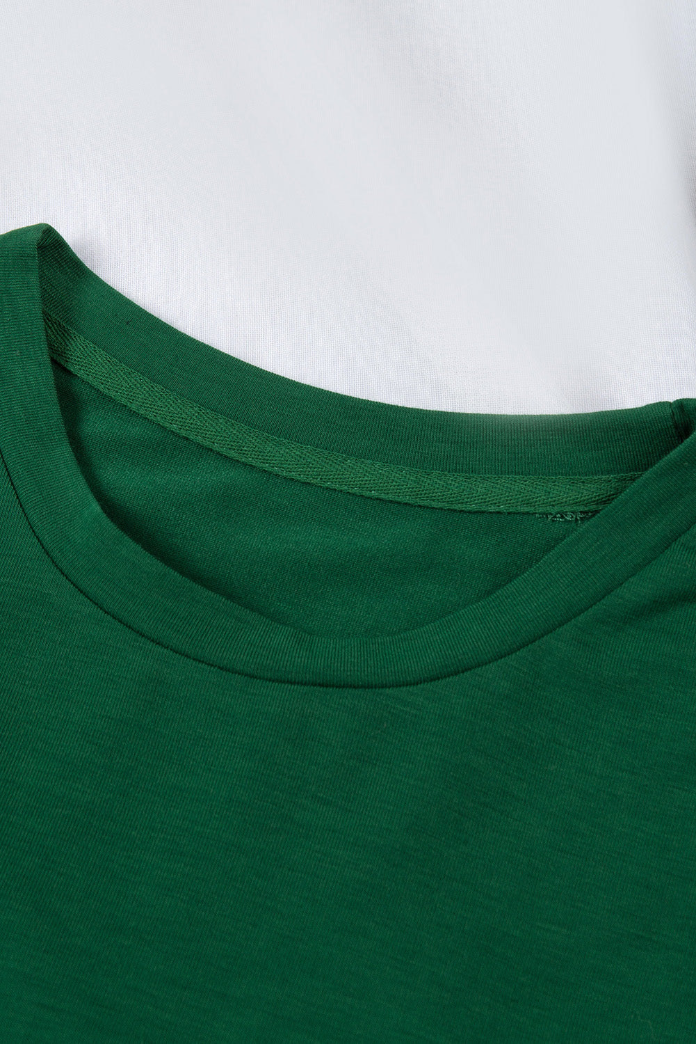 Khaki Solid Color Crew Neck Tee