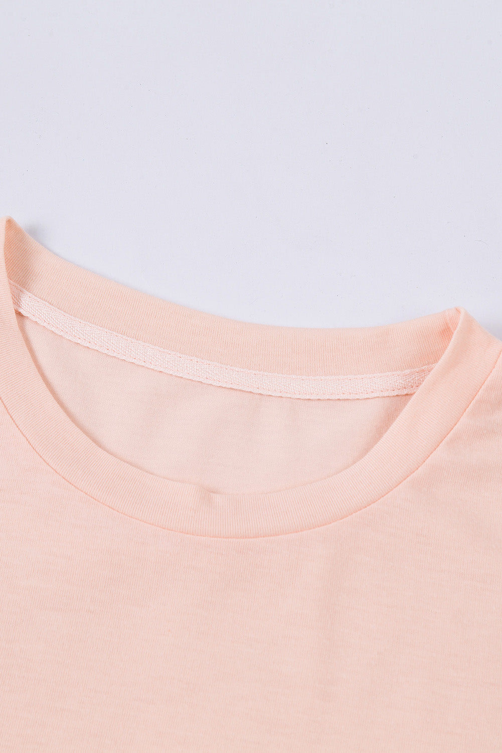 Khaki Solid Color Crew Neck Tee