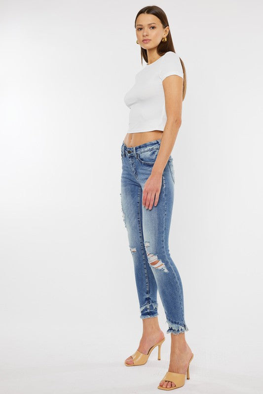 KAN CAN MID RISE ANKLE SKINNY JEANS-KC6204M