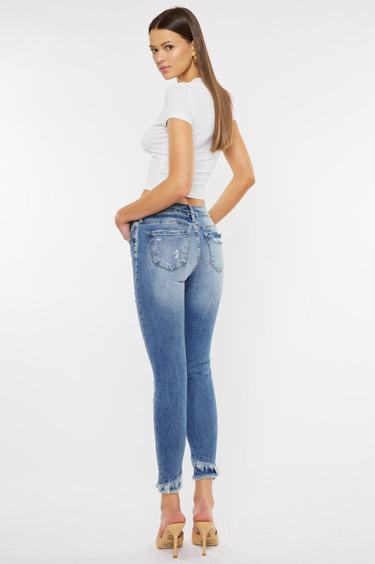 KAN CAN MID RISE ANKLE SKINNY JEANS-KC6204M