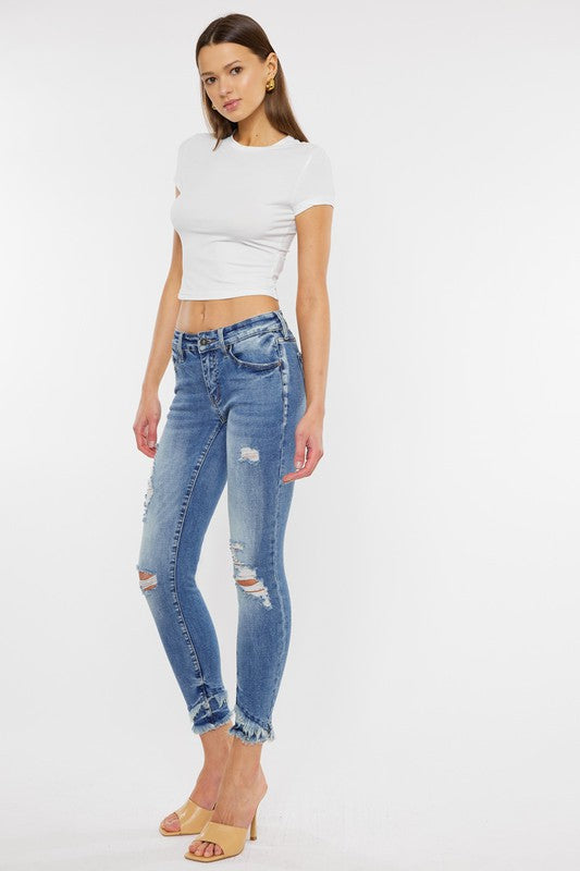 KAN CAN MID RISE ANKLE SKINNY JEANS-KC6204M