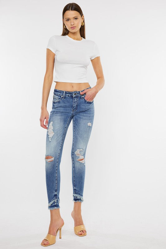 KAN CAN MID RISE ANKLE SKINNY JEANS-KC6204M