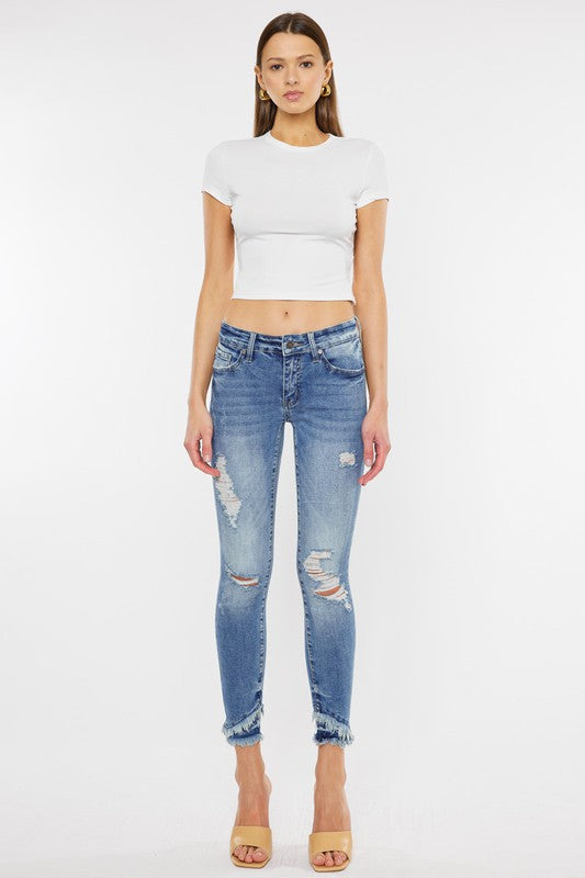 KAN CAN MID RISE ANKLE SKINNY JEANS-KC6204M