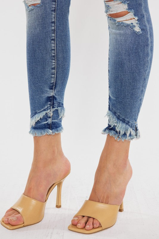 KAN CAN MID RISE ANKLE SKINNY JEANS-KC6204M