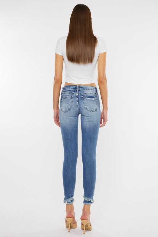 KAN CAN MID RISE ANKLE SKINNY JEANS-KC6204M