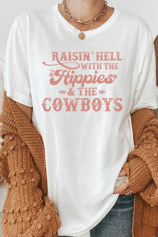 Raisin Hell With Hippies and Cowboys Graphic Tee