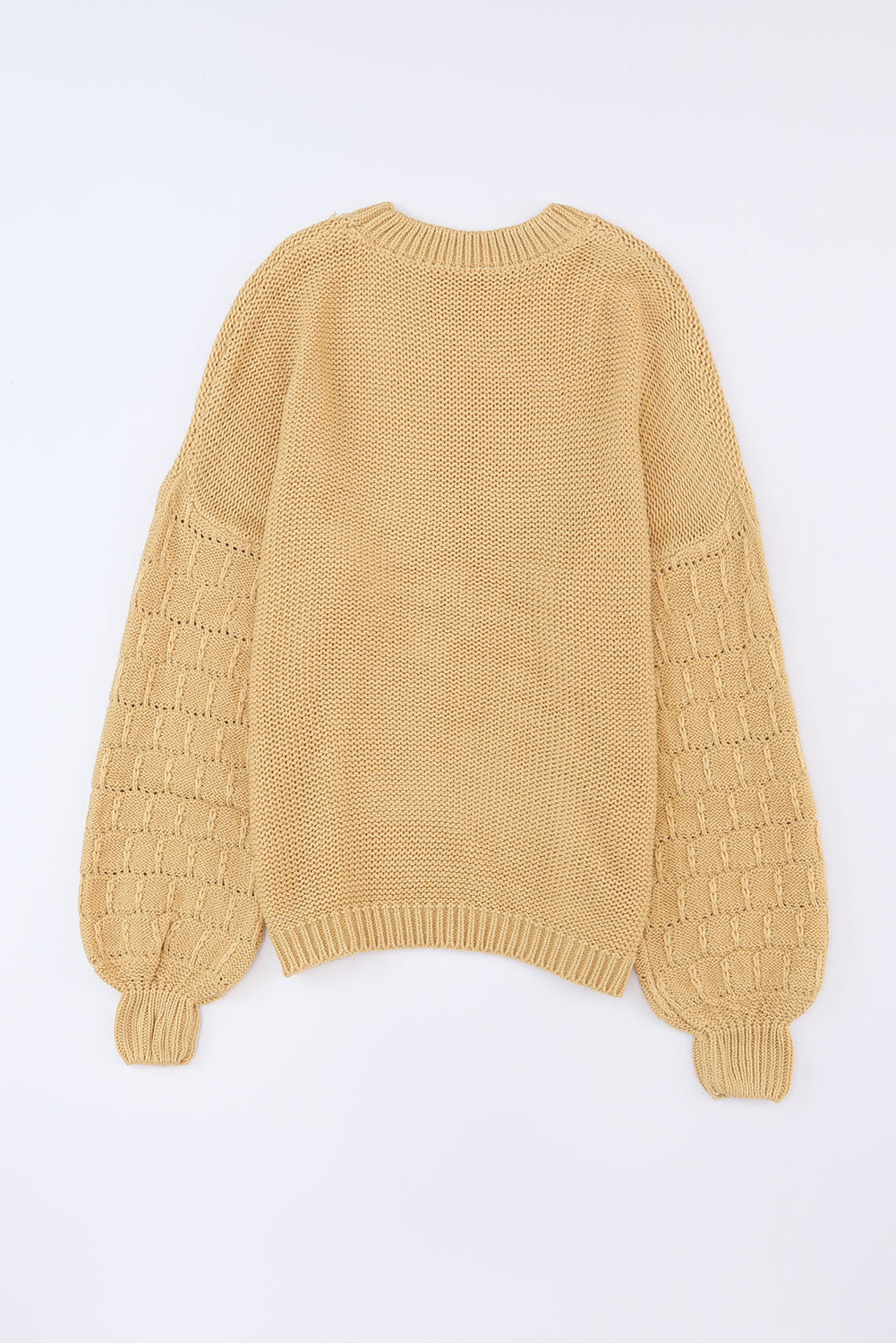 Khaki Casual Hollowed Long Sleeve Knit Sweater