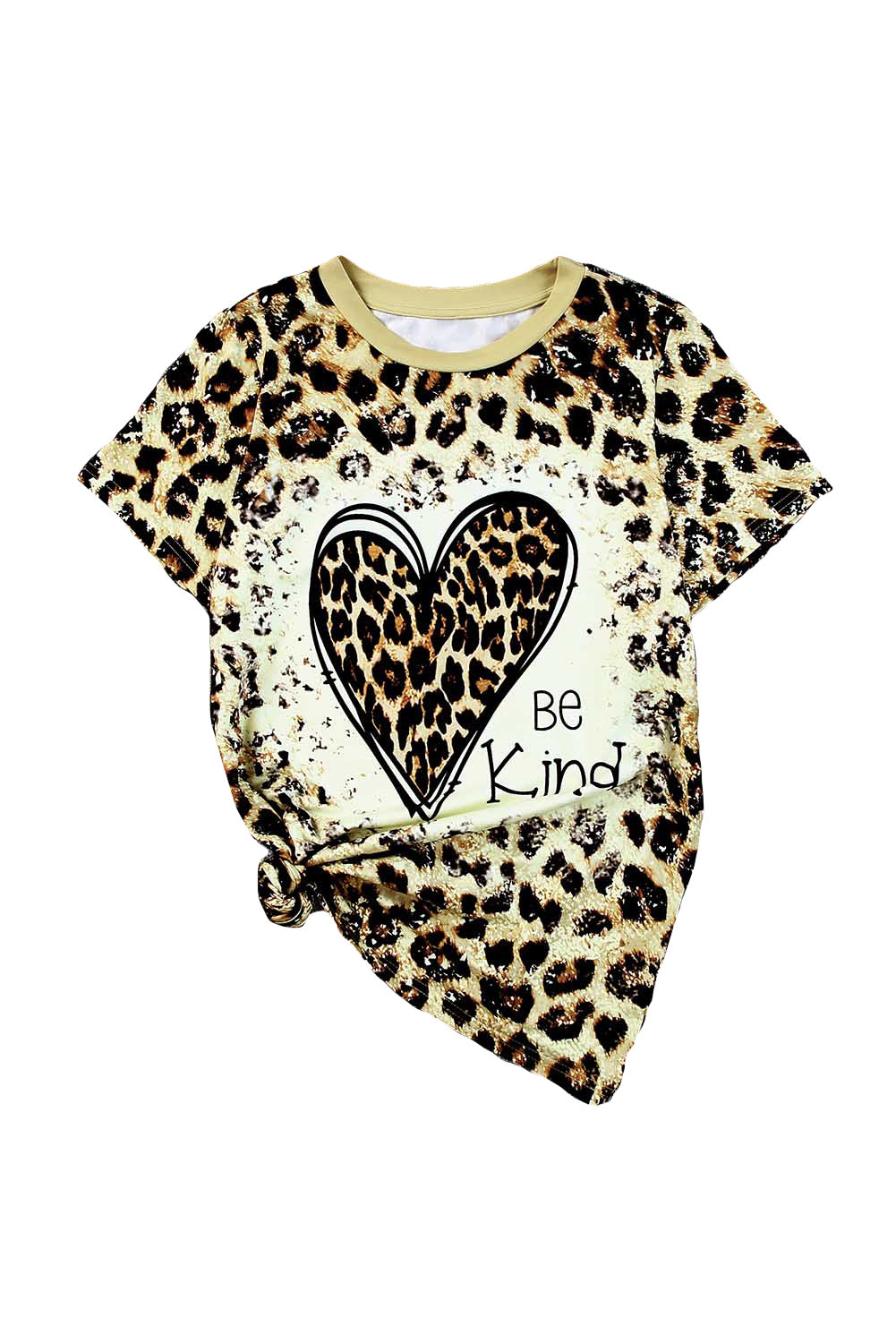 Cheetah Casual Be Kind Heart Print Graphic T Shirt