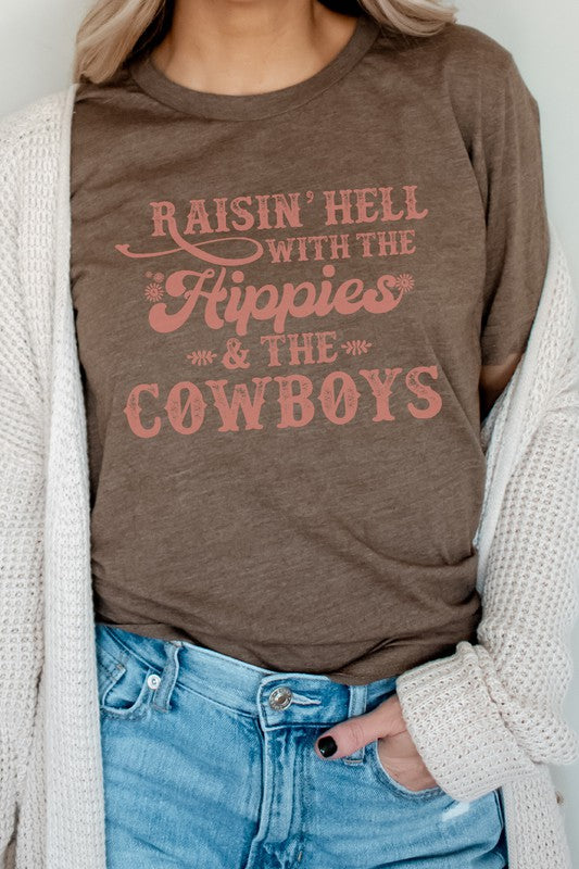 Raisin Hell With Hippies and Cowboys Graphic Tee