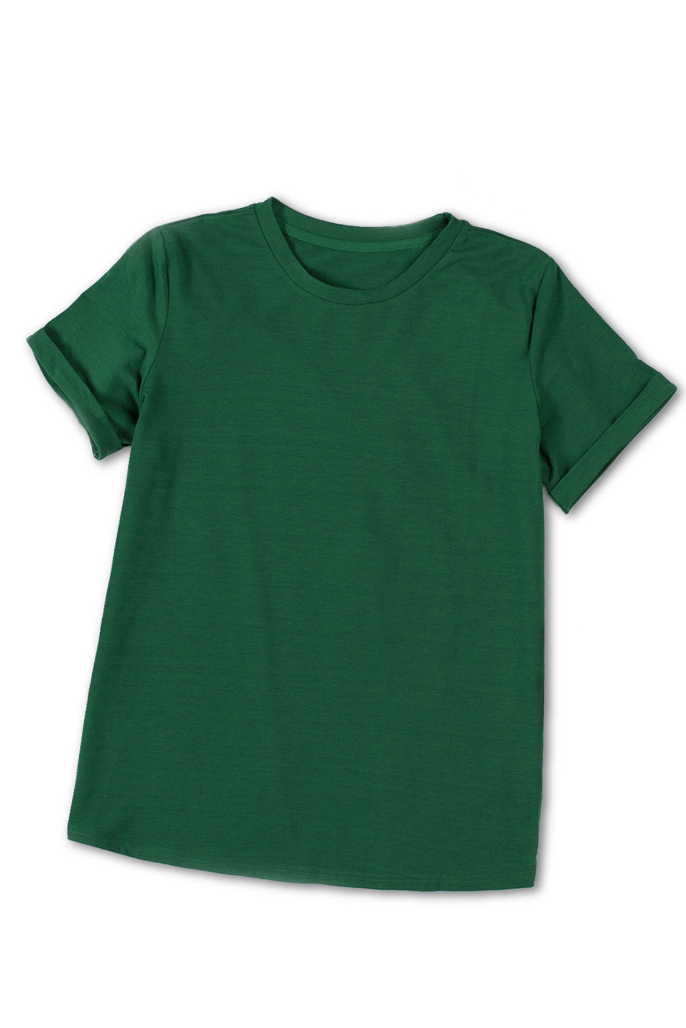 Khaki Solid Color Crew Neck Tee