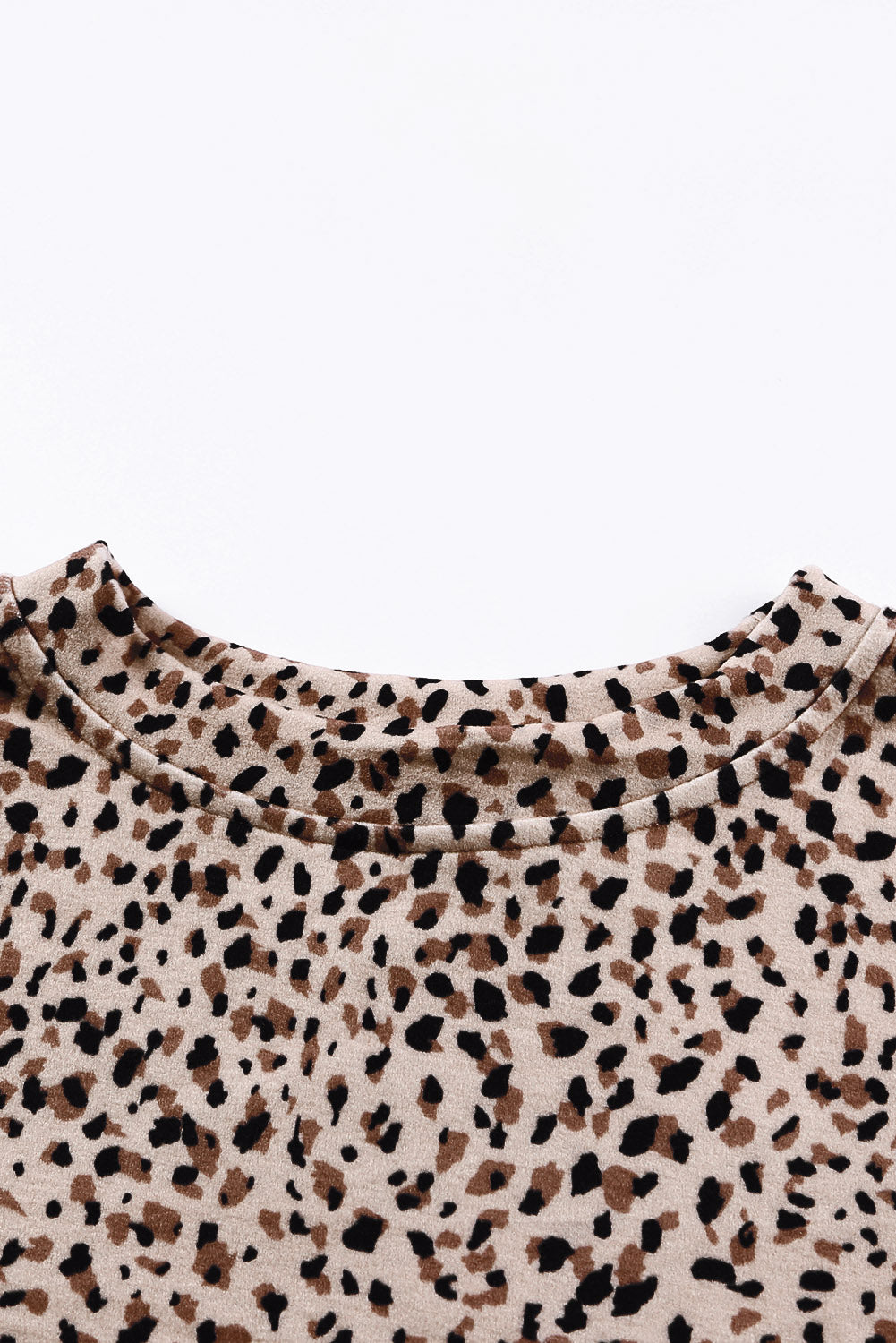 Cheetah Print Crew Neck Bishop Sleeve Sweatshirt