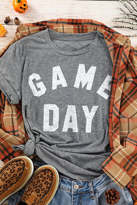 Gray GAME DAY Crewneck Graphic Tee