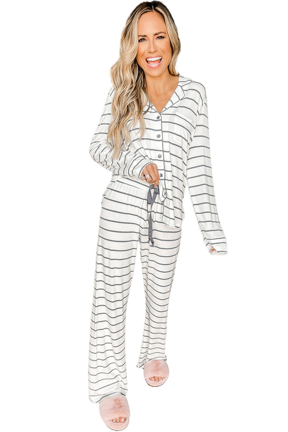 Leopard Long Sleeve Top & Drawstring Pants Loungewear Set