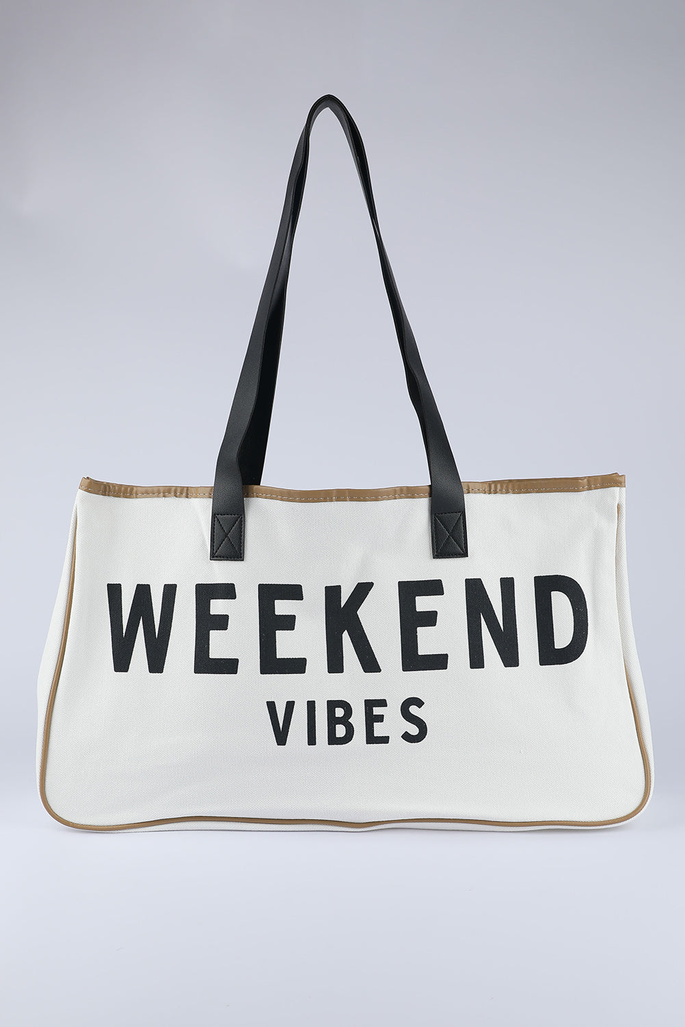 Casual Letter Print Contrast Binding Canvas Tote Bag