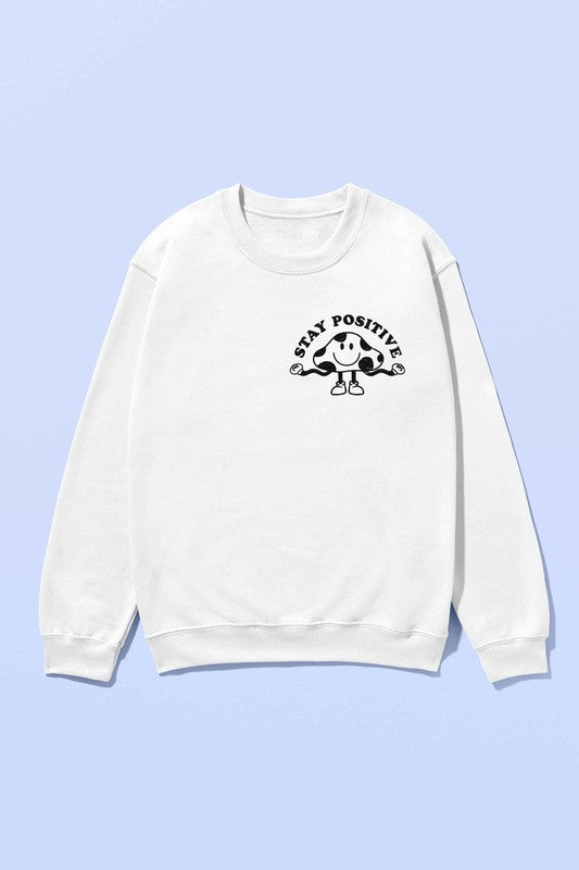 STAY POSITIVE MUSHROOM GRAPHIC SWEATSHIRT