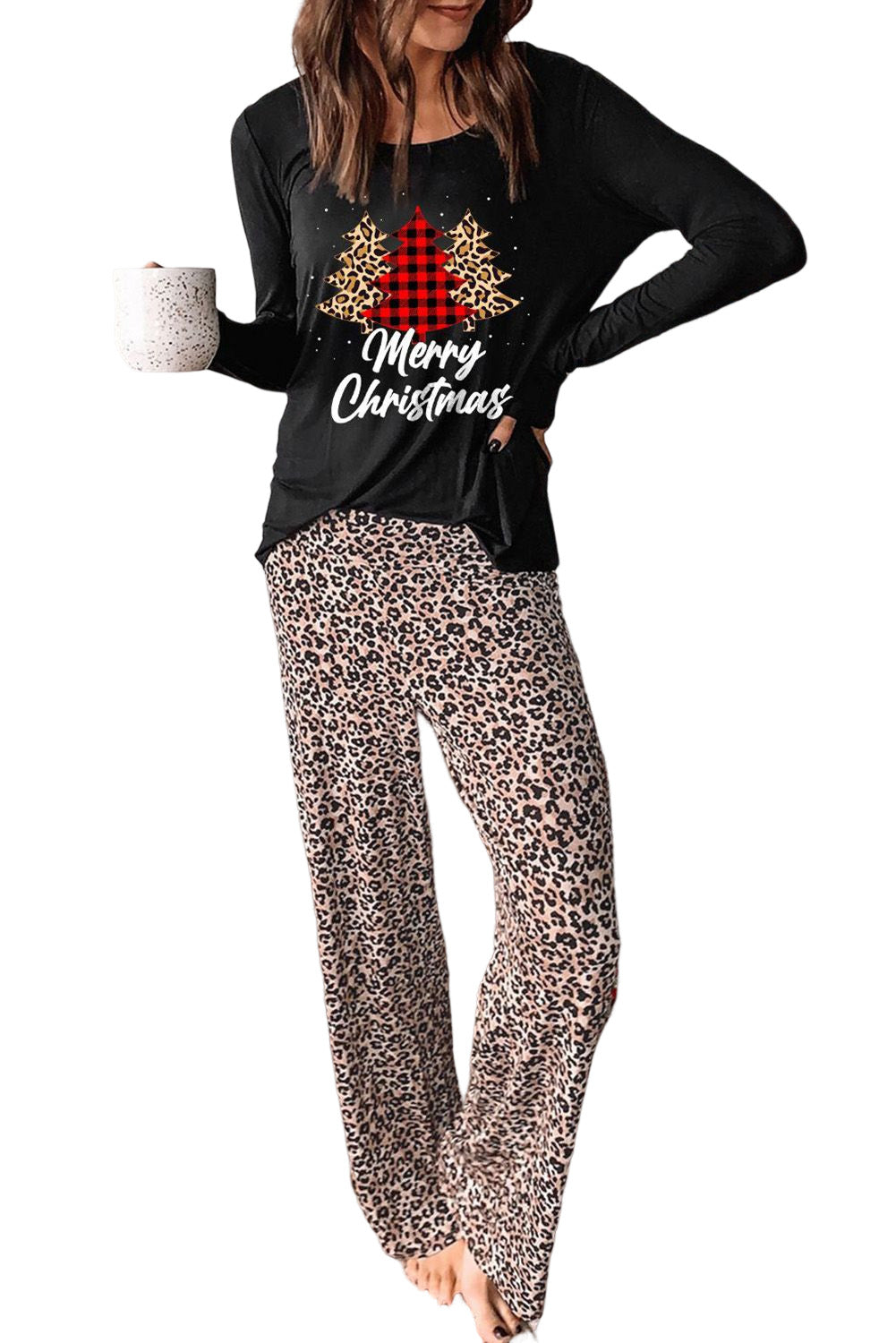 Mom Shirt and Leopard Pants Womens Loungewear Set