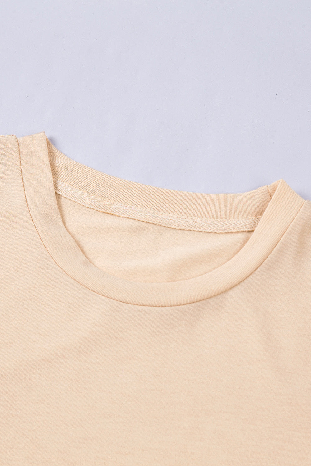 Khaki Solid Color Crew Neck Tee