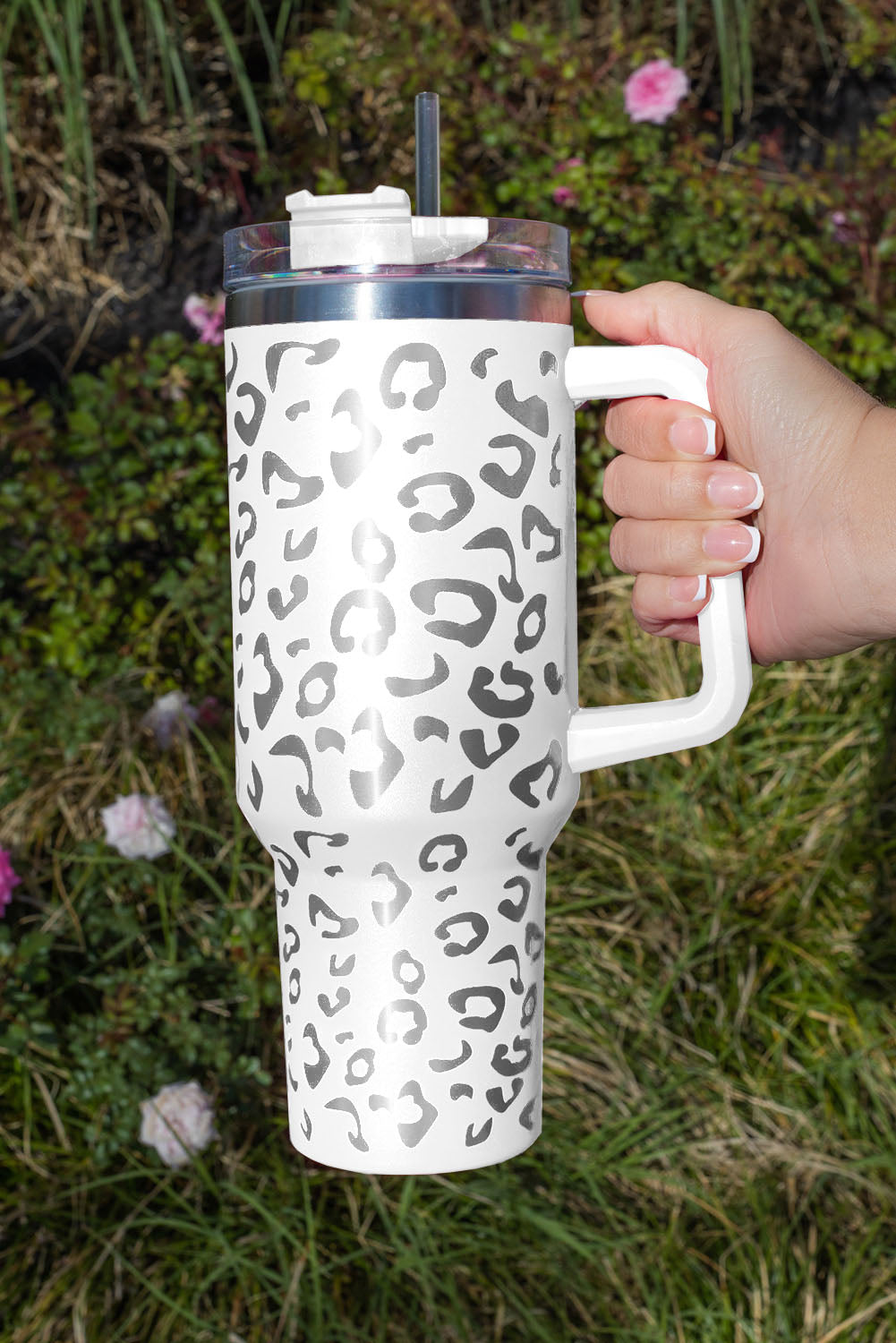 Rosy 304 Leopard Spotted Stainless Double Insulated Cup With Handle