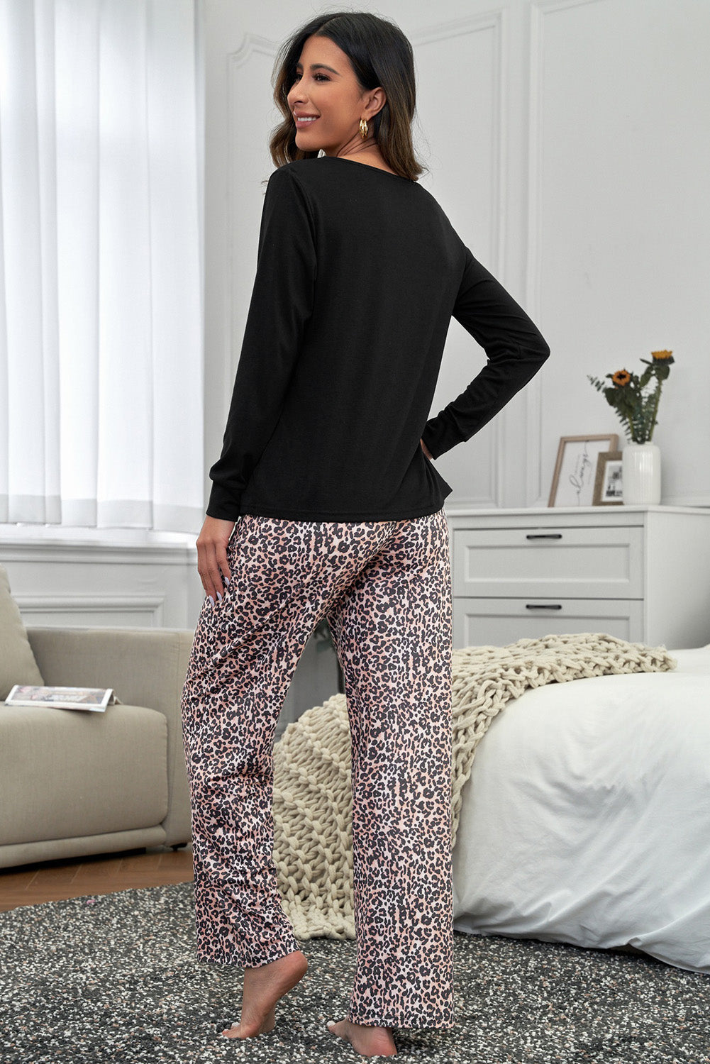 Mom Shirt and Leopard Pants Womens Loungewear Set