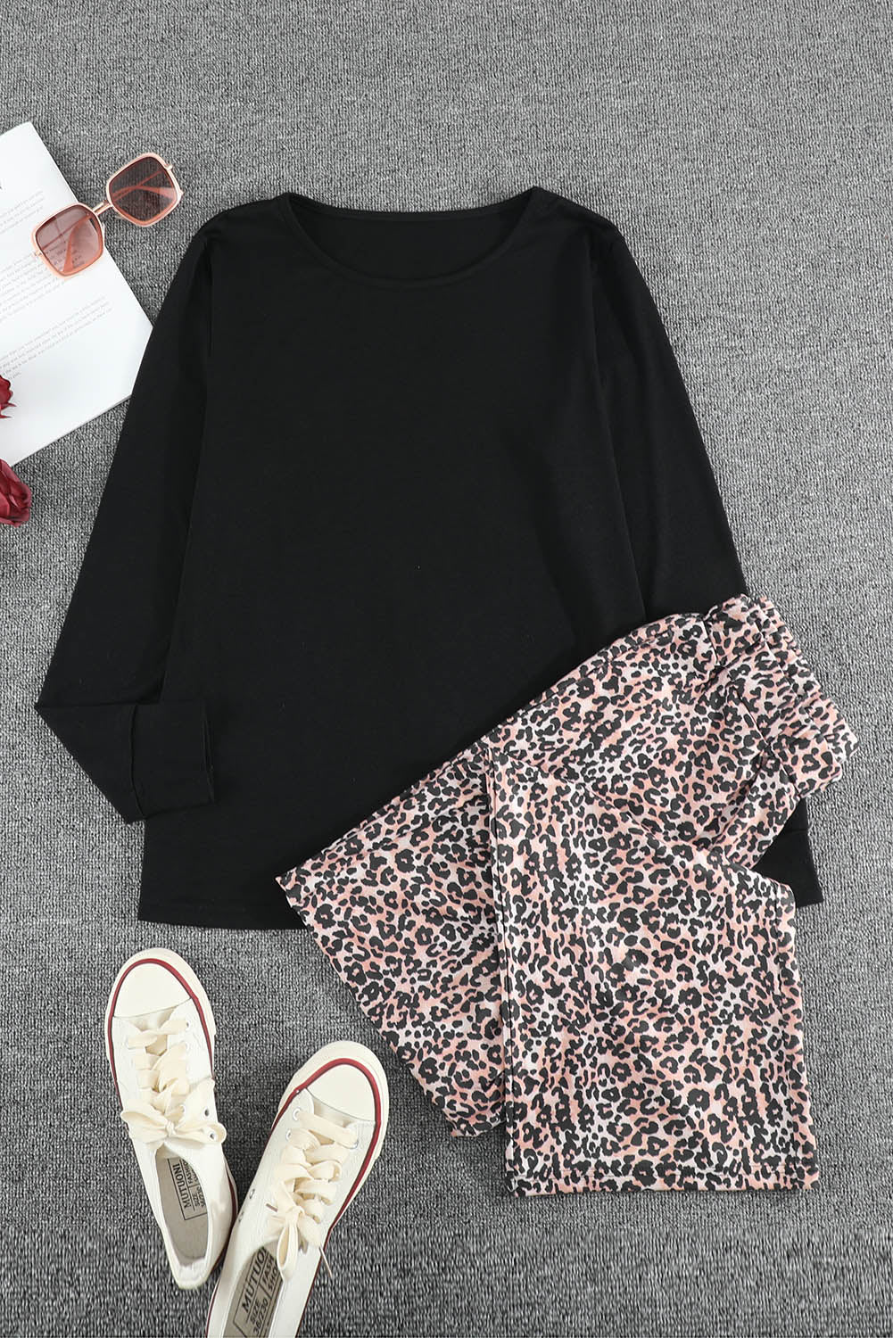 Mom Shirt and Leopard Pants Womens Loungewear Set