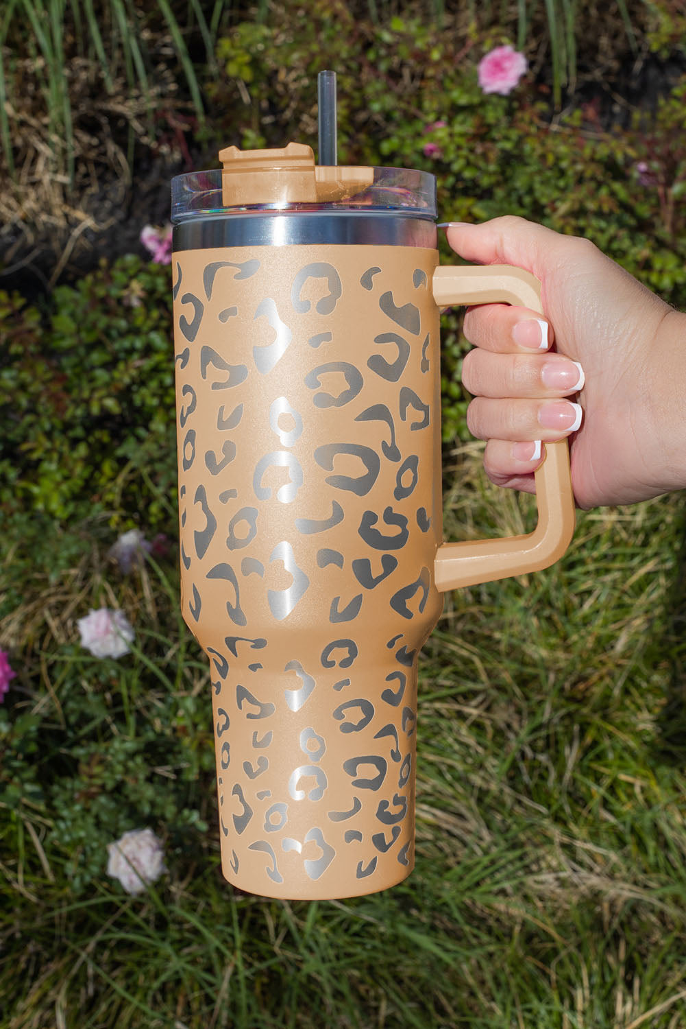 Rosy 304 Leopard Spotted Stainless Double Insulated Cup With Handle