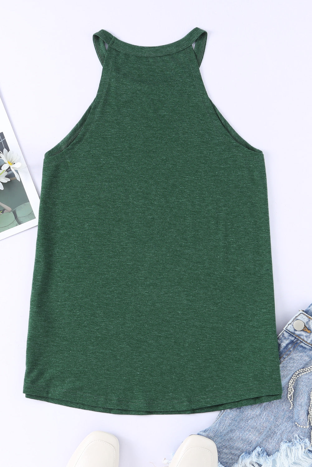 Solid Color Crew Neck Tank Top