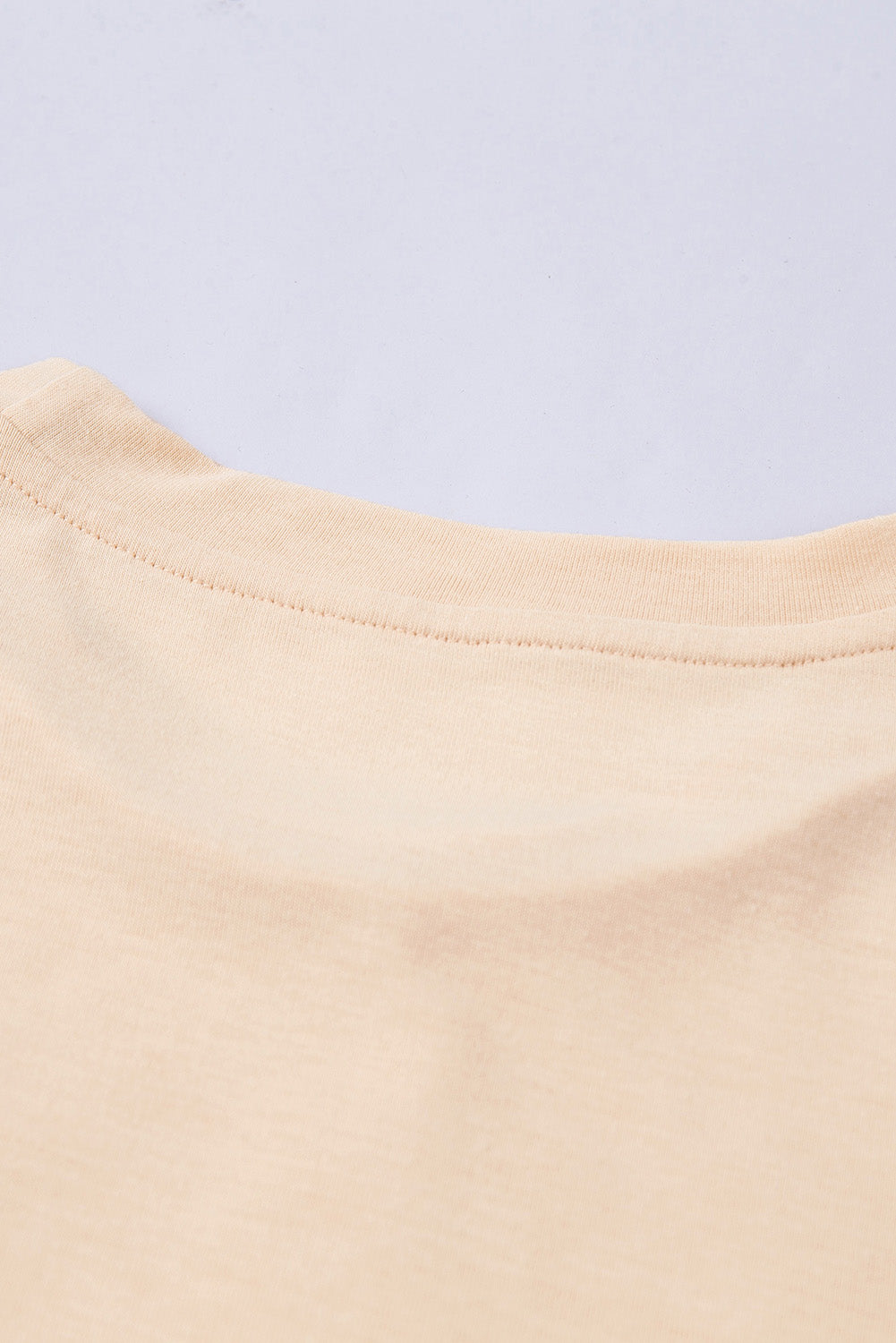 Khaki Solid Color Crew Neck Tee