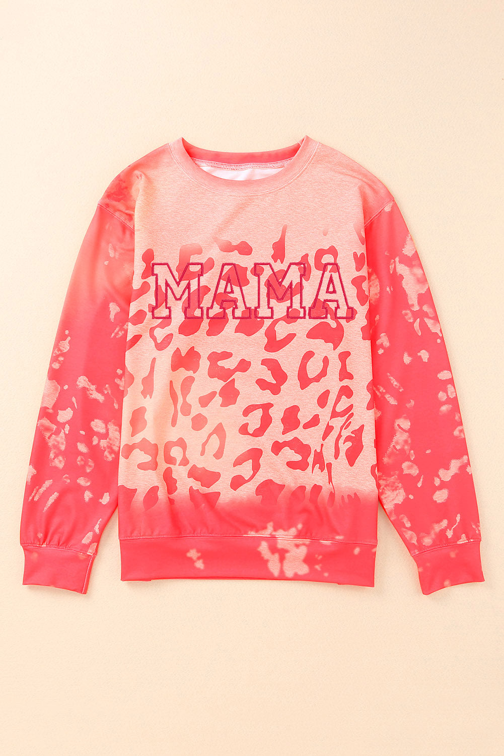 Bleached Cheetah Print Colorblock Sweatshirt