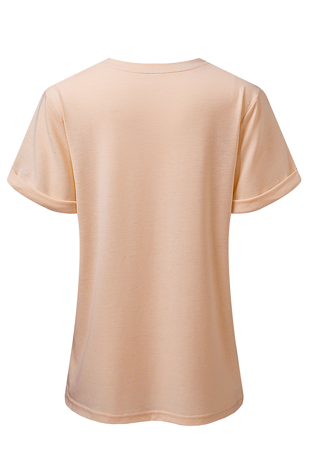 Khaki Solid Color Crew Neck Tee