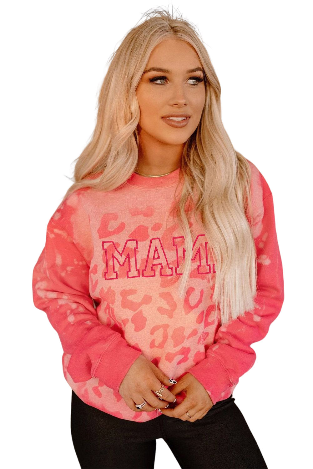 Bleached Cheetah Print Colorblock Sweatshirt