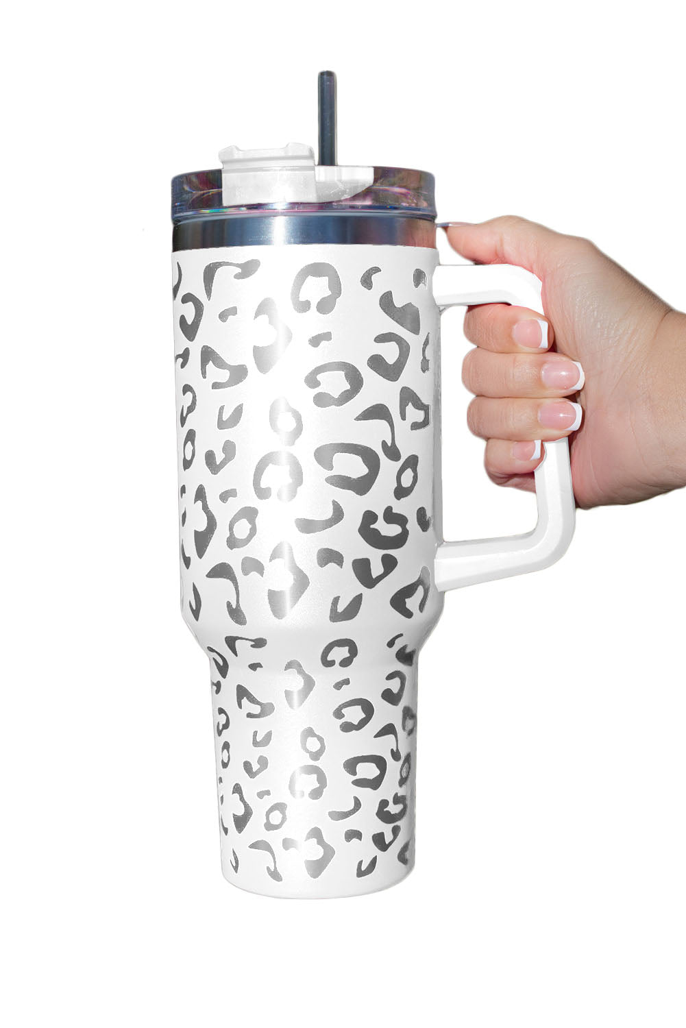 Rosy 304 Leopard Spotted Stainless Double Insulated Cup With Handle