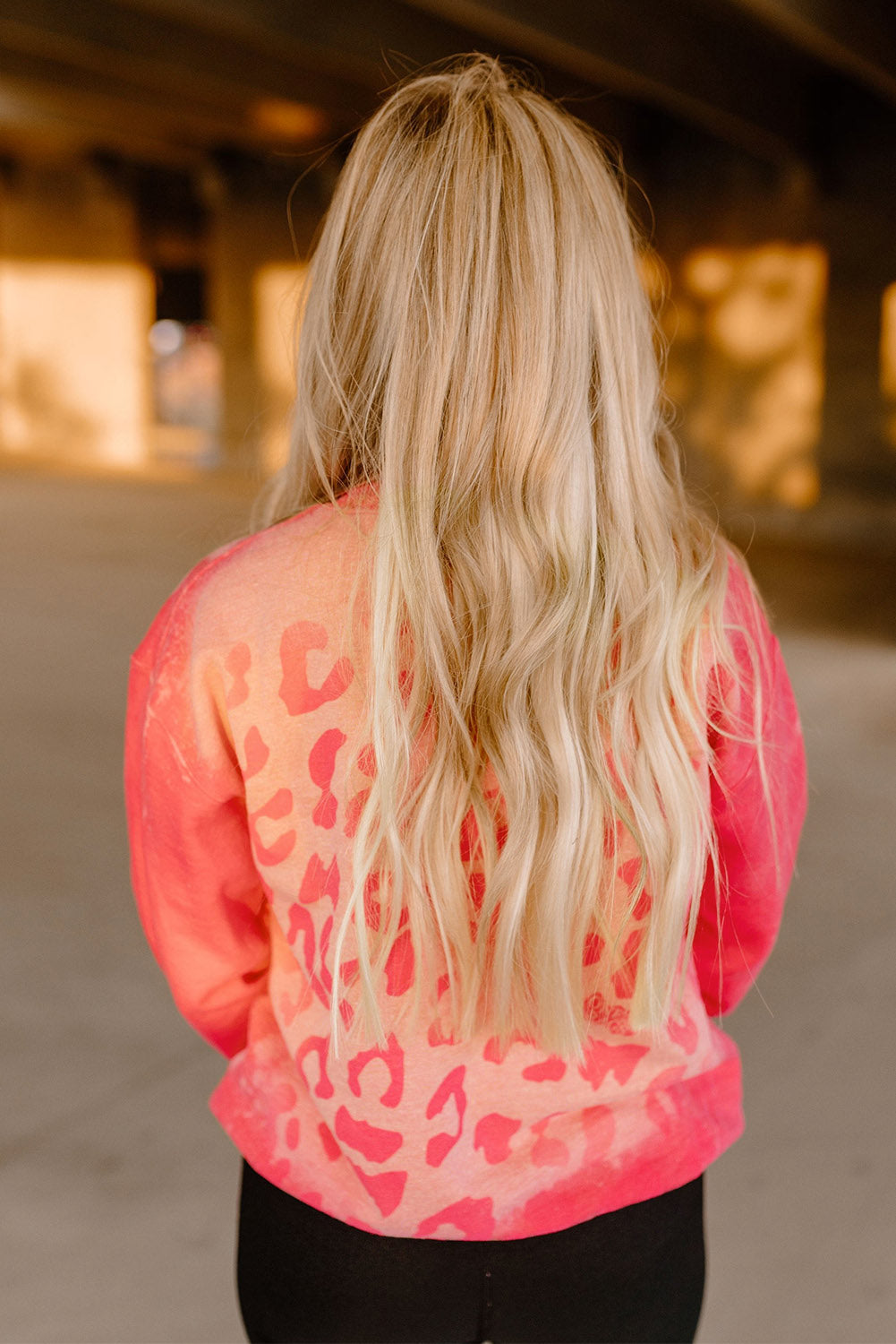 Bleached Cheetah Print Colorblock Sweatshirt