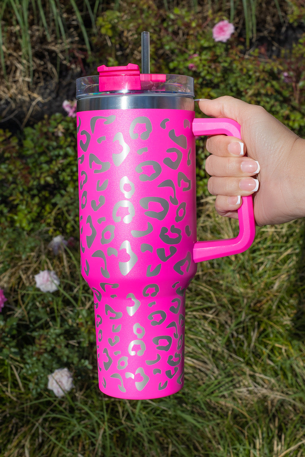 Rosy 304 Leopard Spotted Stainless Double Insulated Cup With Handle