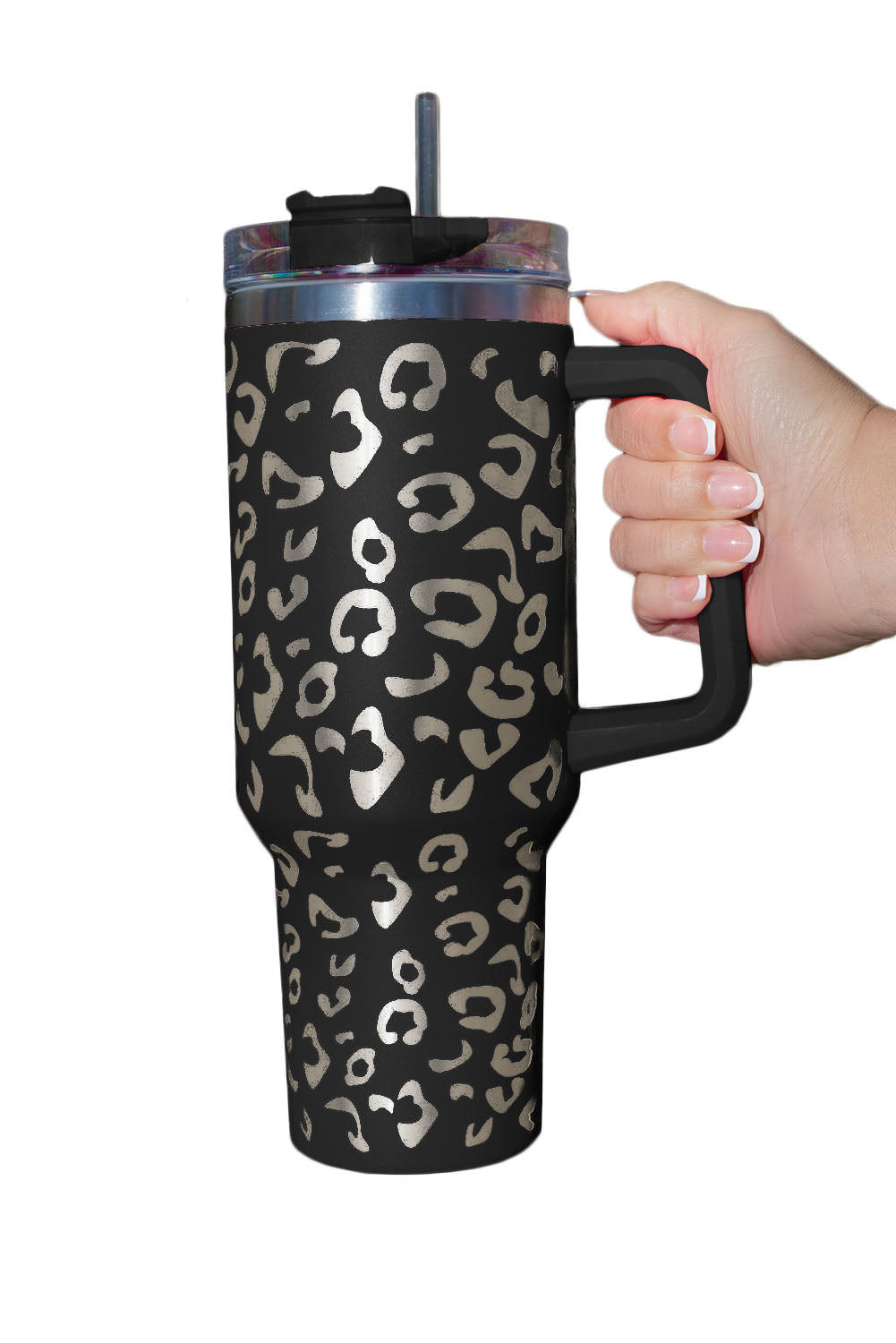 Rosy 304 Leopard Spotted Stainless Double Insulated Cup With Handle