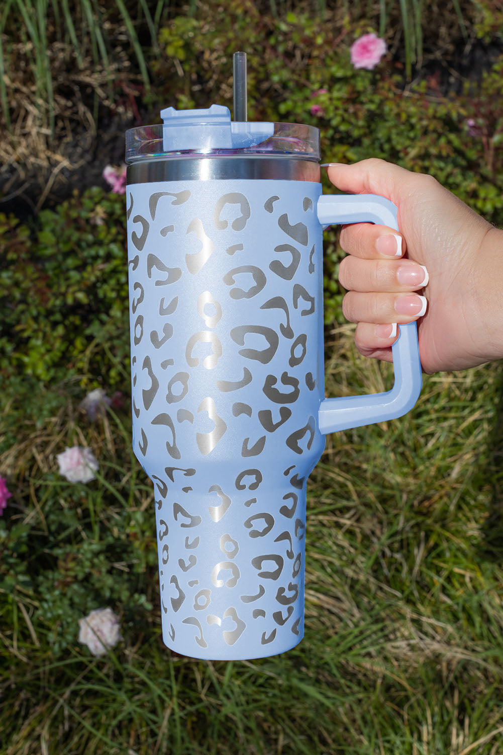 Rosy 304 Leopard Spotted Stainless Double Insulated Cup With Handle