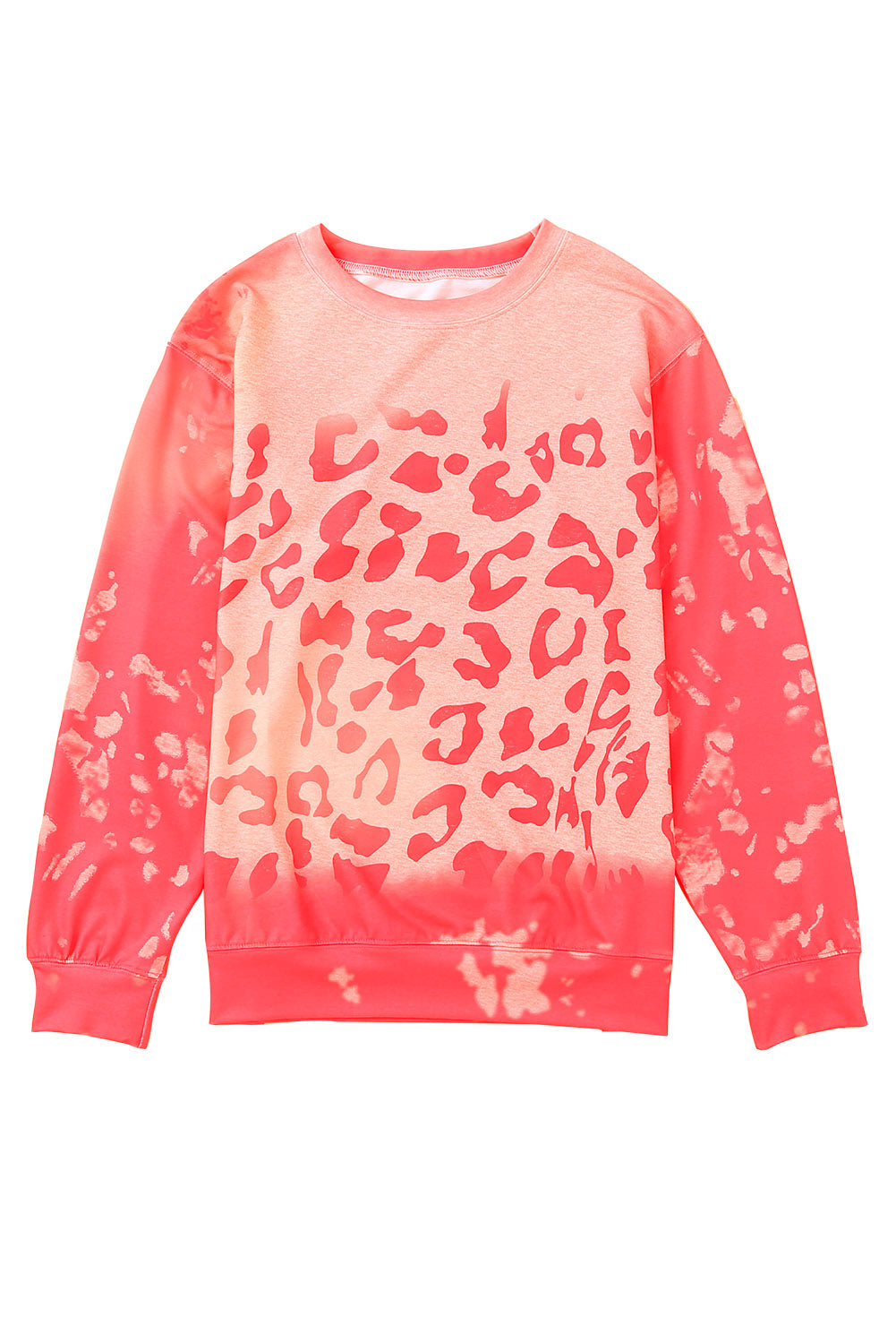 Bleached Cheetah Print Colorblock Sweatshirt