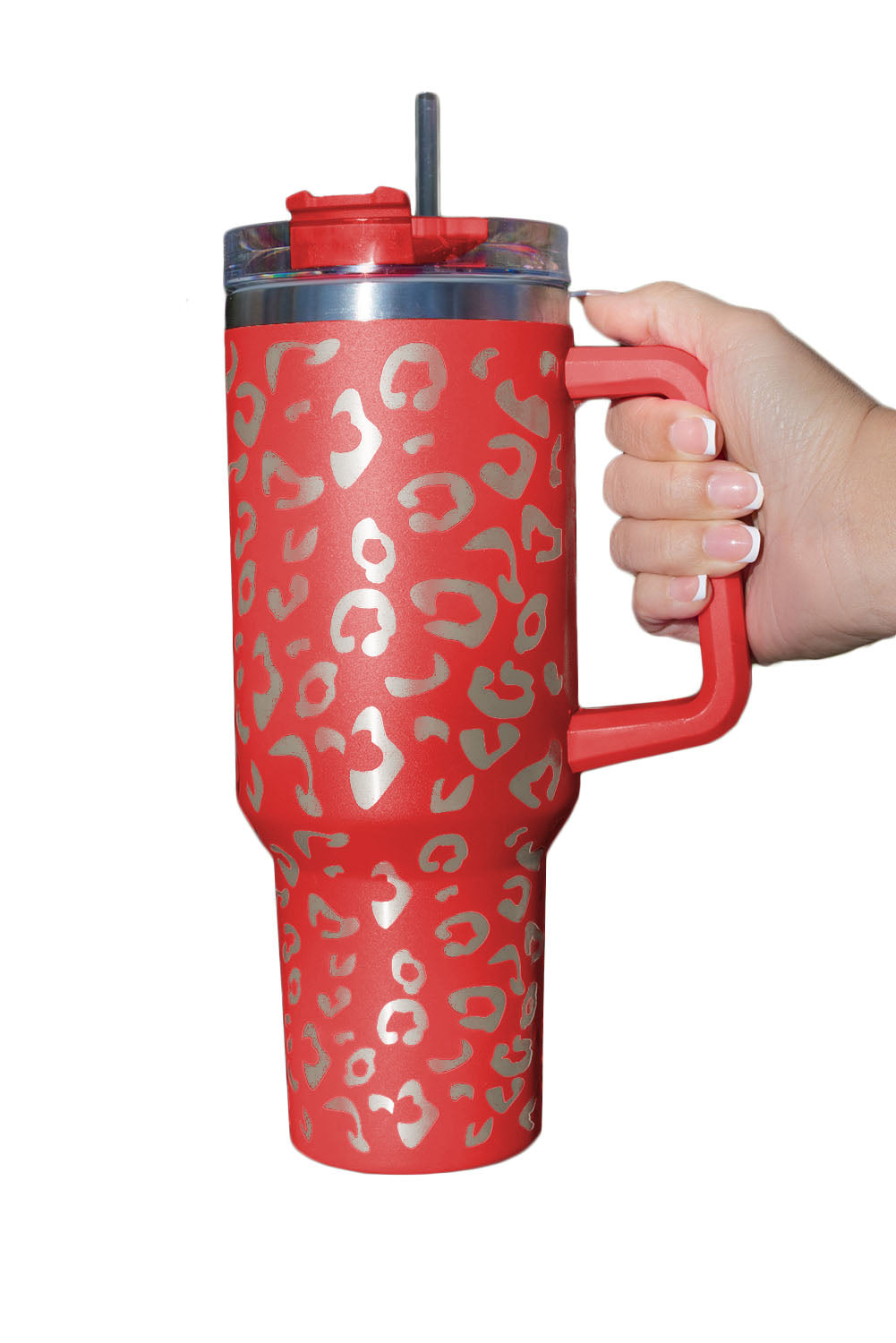 Rosy 304 Leopard Spotted Stainless Double Insulated Cup With Handle