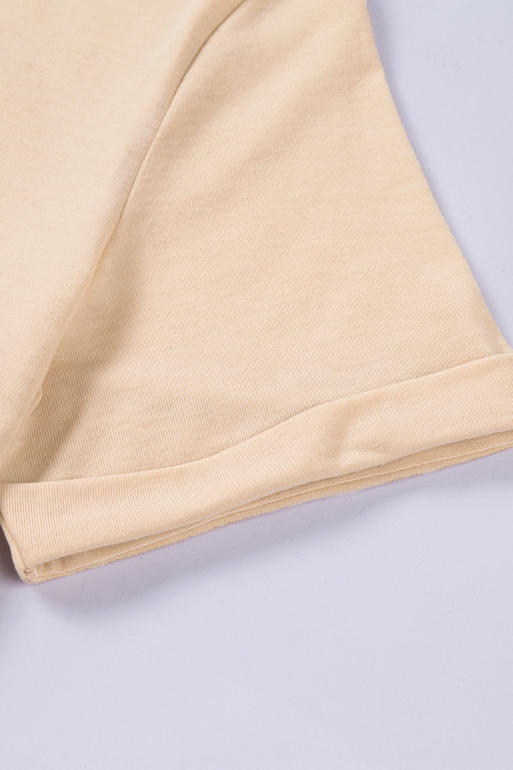 Khaki Solid Color Crew Neck Tee