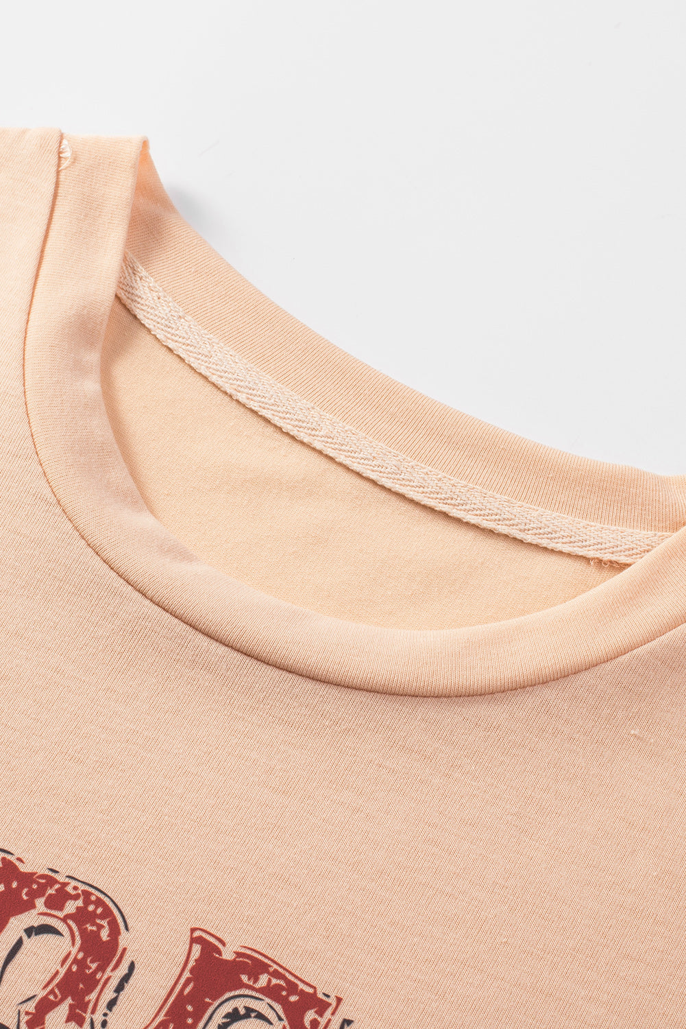 Khaki Solid Color Crew Neck Tee