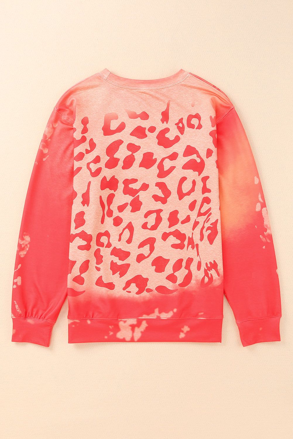 Bleached Cheetah Print Colorblock Sweatshirt