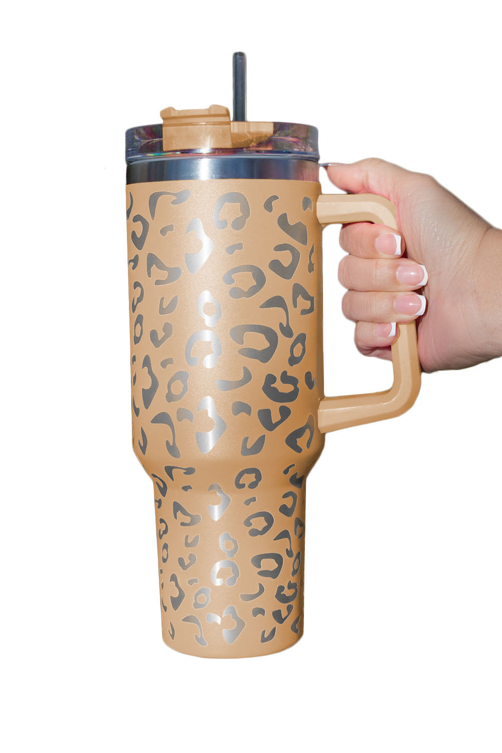 Rosy 304 Leopard Spotted Stainless Double Insulated Cup With Handle