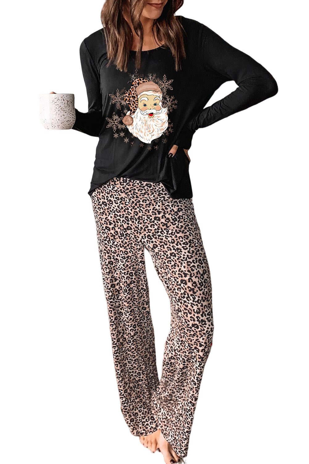 Mom Shirt and Leopard Pants Womens Loungewear Set